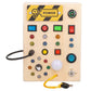 💡🎛️ Wooden LED Busy Board – Interactive Switch & Light Activity Toy for Kids