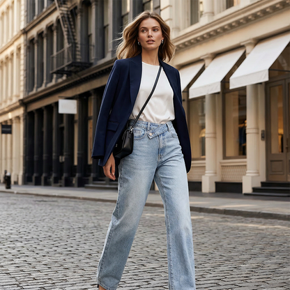 👖 Women's Asymmetrical Waist Straight-Leg Jeans