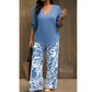 🔥LAST DAY 49% OFF ☀️🛍️Women's V-Neck Blouse & Printed Wide-Leg Pants Set