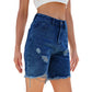 🔥Women's Ripped High-Waist Denim Bermuda Shorts