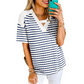 Women's Striped V-Neck Short Sleeve T-Shirt