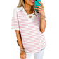 Women's Striped V-Neck Short Sleeve T-Shirt