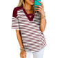Women's Striped V-Neck Short Sleeve T-Shirt