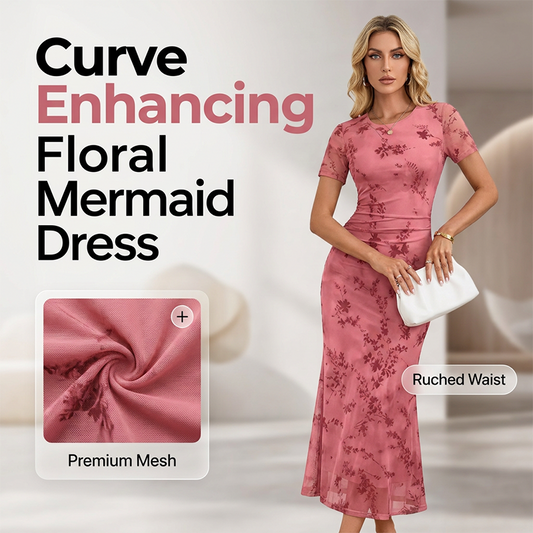 Women's Floral Mesh Midi Dress