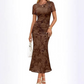 Women's Floral Mesh Midi Dress