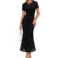 Women's Floral Mesh Midi Dress