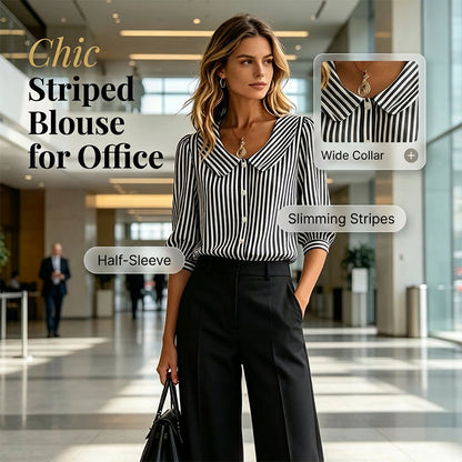 🎁2026 New Arrivals 50% OFF💥Summer Commuter Striped Button-Down Shirt🌸👔