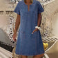 📢📢49% OFF !! ⏰Women's Short Sleeve V-Neck Denim Dress