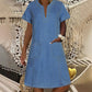 📢📢49% OFF !! ⏰Women's Short Sleeve V-Neck Denim Dress