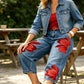 👖🤍Artistic Flower Wide-Leg Jeans for Women