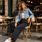 Women's Casual Wide-Leg Crop Pants with Pockets