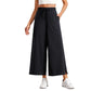 Women's Casual Wide-Leg Crop Pants with Pockets