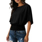 Women's Dolman Sleeve Top with Smocked Waist