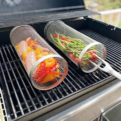 🔥🍖 Limited Time BBQ Deal – 360° Rolling Grilling Basket | Non-Stick Rotisserie Grill Basket for Meat, Vegetables & More