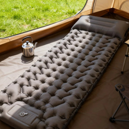 🛏️⛺ Lightweight portable air mattress | Built-in foot pump, 10cm thick, comfortable for travel and camping ✅