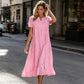 💥LAST DAY SALE 49%OFF💥Women's Eyelet Lace A-Line Dress with Pockets 👗 – Cotton Blend, Machine Washable, Solid Colours, Sizes S-2XL