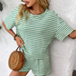 Women's Striped T-Shirt & Short Two-Piece Set