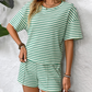Women's Striped T-Shirt & Short Two-Piece Set