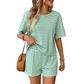 Women's Striped T-Shirt & Short Two-Piece Set