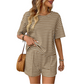Women's Striped T-Shirt & Short Two-Piece Set