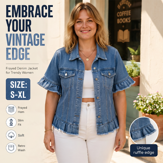 📢Mid-Season Sale: 50% off – limited time ⏰Women's Summer Ruffled Sleeve Denim Jacket