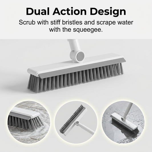 2-in-1 Grout & Corner Scrubber Brush with Squeegee