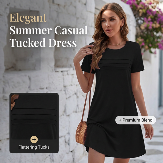 Women's Summer Casual Dress with Tuck Detail