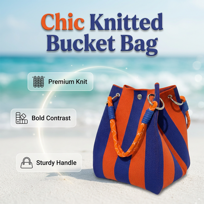 👜✨ Knitted bucket bag – chic stripes, spacious, perfect for vacations!
