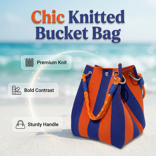 👜✨ Knitted bucket bag – chic stripes, spacious, perfect for vacations!