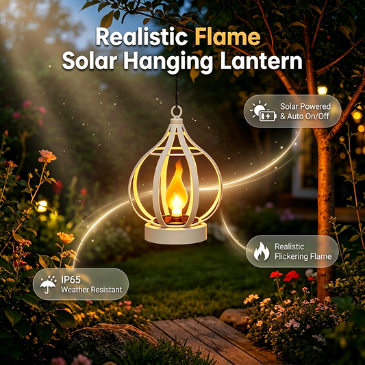 🏮🔥 Solar flame lantern – realistic glow, safe, no tools, perfect for gardens!