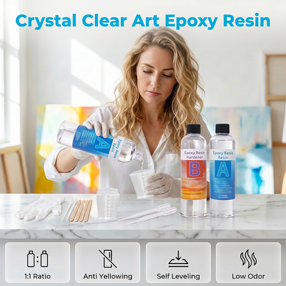 🎨✨ Crystal clear epoxy resin – bubble-free, anti-yellowing, easy 1:1 mix!