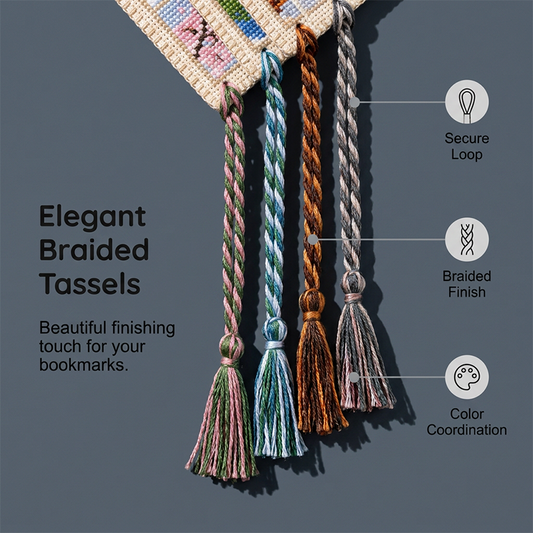 📚🐱 Cross-stitch cat bookmarks – 4 seasonal designs, charming tassels!