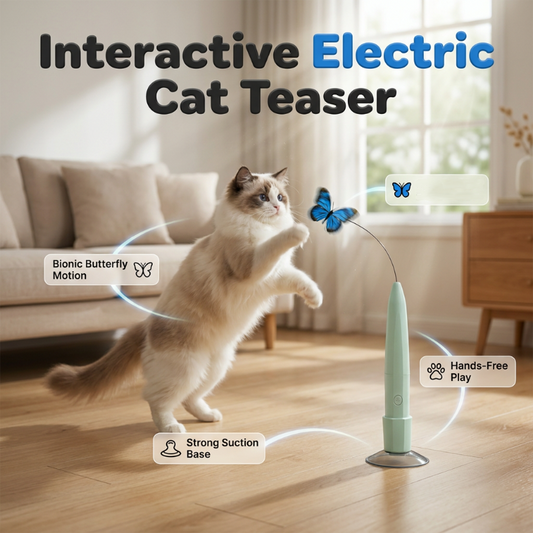 🐱🦋 Electric cat teaser – rotating butterfly, auto play, suction cup fun!