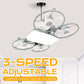 🌀💡 3-speed foldable fan with LED light – remote control, 360° airflow!