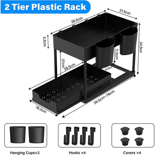 🧺🚰 Under-sink organizer – sliding drawer, drainage, no-tool assembly!