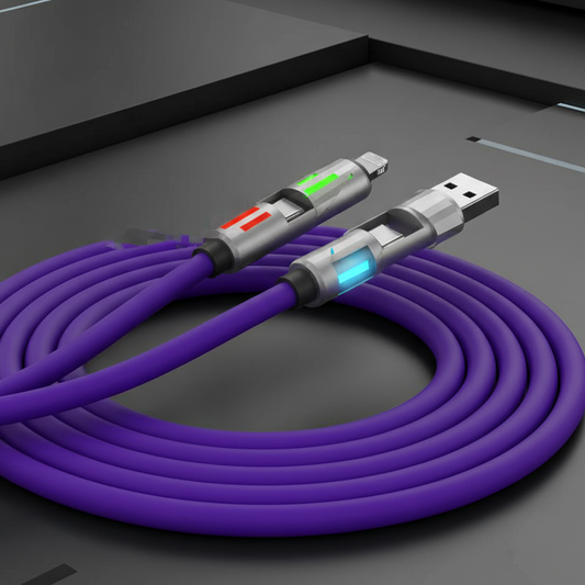 🔌✨ 4-in-1 charging cable – fast charge, luminous, durable, car-ready!