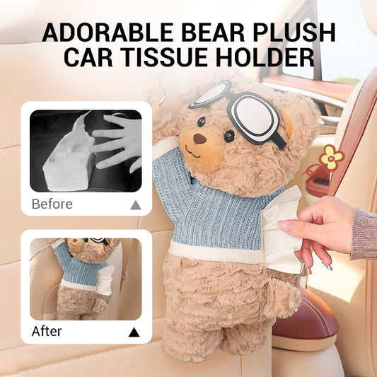 🥳2026 HOT SALE🥳💞50K+ SOLD!⏳✨Adorable Bear Plush Car Tissue Holder