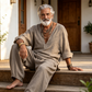 Men's Loose V-Neck Top & Pants 2-Piece Set