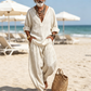 Men's Loose V-Neck Top & Pants 2-Piece Set