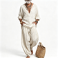 Men's Loose V-Neck Top & Pants 2-Piece Set