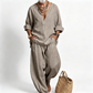 Men's Loose V-Neck Top & Pants 2-Piece Set