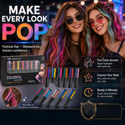 🌈 Temporary Hair Color Comb – Instant Highlight Applicator for Parties, Festivals & Everyday Styling
