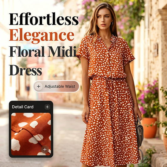 Women Casual Floral Printed Midi Dress
