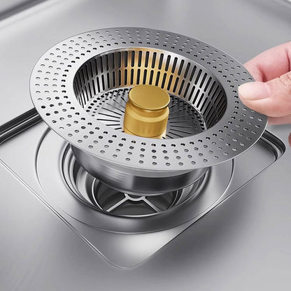 🚰✨ Push-Button Sink Drain Stopper – Built-In Strainer for Easy Drain Care