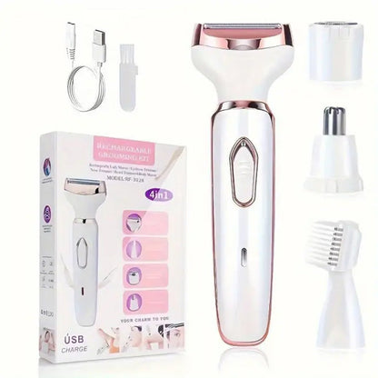 🪒✨ 4-In-1 Electric Cordless Lady Body Hair Shaver – 50% OFF! 4 attachments, gentle on skin, smooth results – all-in-one grooming. 💧🌸
