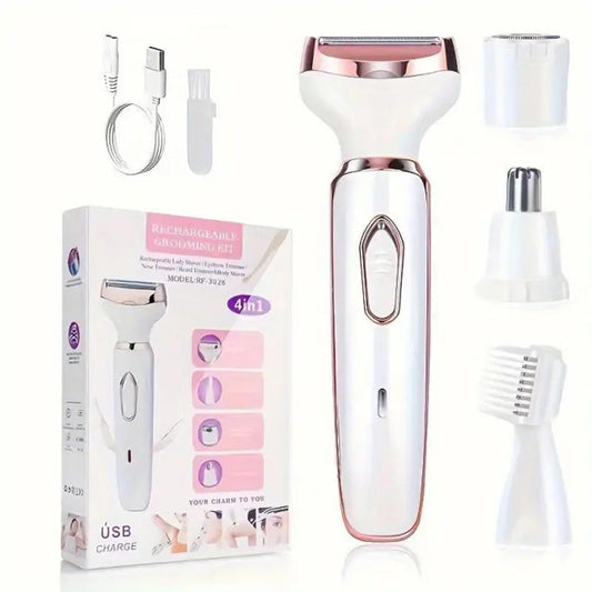 🪒✨ 4-In-1 Electric Cordless Lady Body Hair Shaver – 50% OFF! 4 attachments, gentle on skin, smooth results – all-in-one grooming. 💧🌸