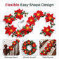 🎄 Christmas Poinsettia Flower String Lights – 2M Warm LED Garland with Red Flowers & Holly Leaves