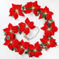 🎄 Christmas Poinsettia Flower String Lights – 2M Warm LED Garland with Red Flowers & Holly Leaves