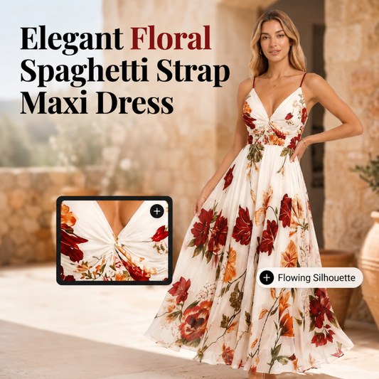 📢📢50% OFF !! ⏰ 2026 Sale — Over 36,000 Sold 💞 Women Floral Spaghetti Strap Maxi Dress – Summer Vacation Outfit 🌸