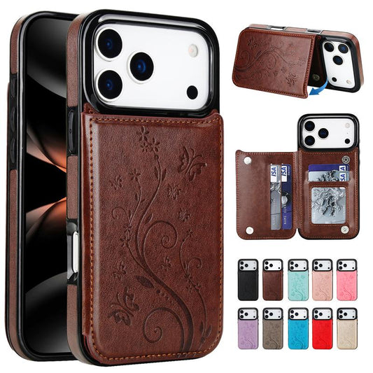💥⏳ 50% OFF! 📱 Elegant phone case with a floral-butterfly pattern, slim card slot, shock-resistant silicone, and handy ID storage.